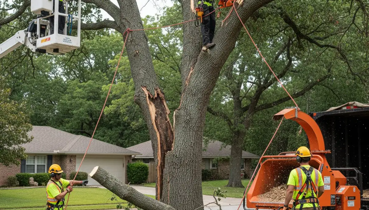 Emergency tree service crew in Saugus, MA responding to storm-damaged trees and hazards
