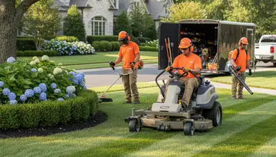 Tree service crew in Saugus, MA providing professional lawn and yard care for residential properties