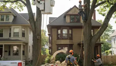 Tree service crew in Saugus, MA providing professional tree removal and trimming work