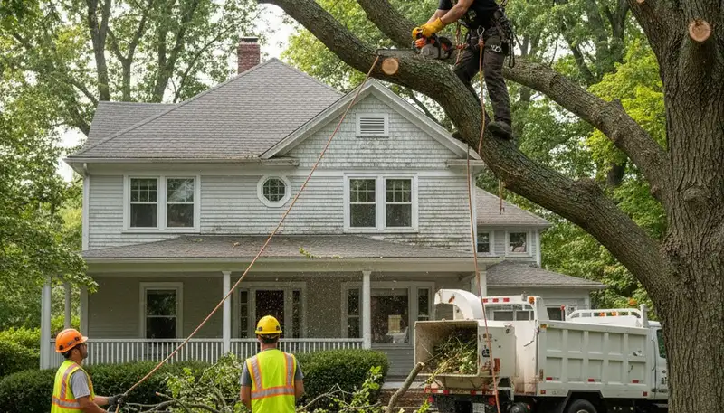 Tree service crew in Saugus, MA providing professional tree removal and trimming assistance