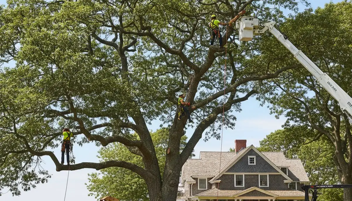 Tree service crew in Saugus, MA performing professional tree removal and cleanup