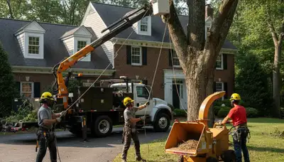 Tree service crew in Saugus, MA providing safe tree removal and trimming services