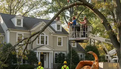 Tree removal crew serving Saugus, MA with professional tree service equipment and cleanup