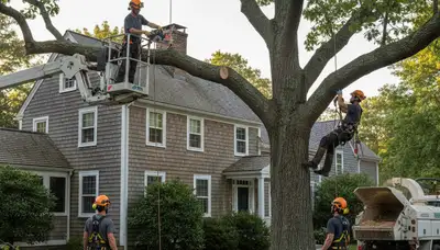 Tree service crew in Saugus, MA providing professional tree removal and trimming services
