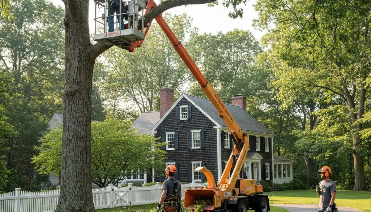 Tree service crew in Saugus, MA performing professional tree removal and trimming